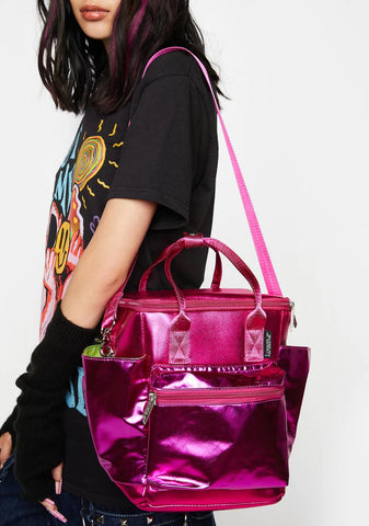 Pink Metallic Claw Can Cooler