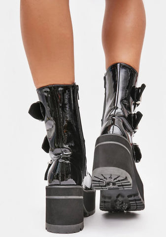 Patent Ranger Platform Ankle Boots