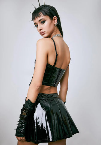 Secret Link Up PVC Pleated Skirt