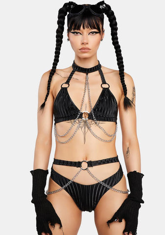 Illusion Stripe Cut-Out Booty Shorts