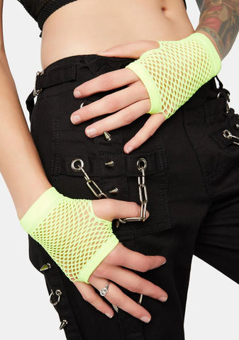Plasmic Punk Fishnet Gloves