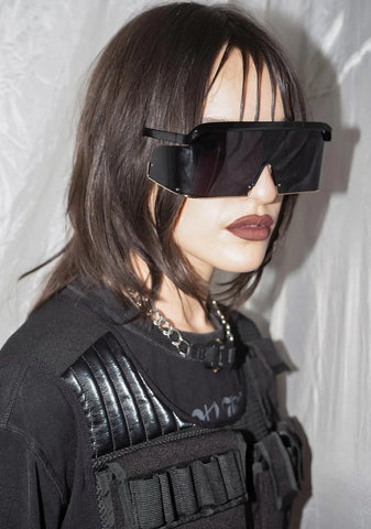 Synth Black Shield Sunglasses