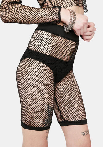 Won't Forget Ya Fishnet Biker Shorts