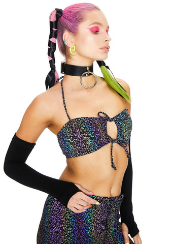 Space Invader Reflective Bra Top