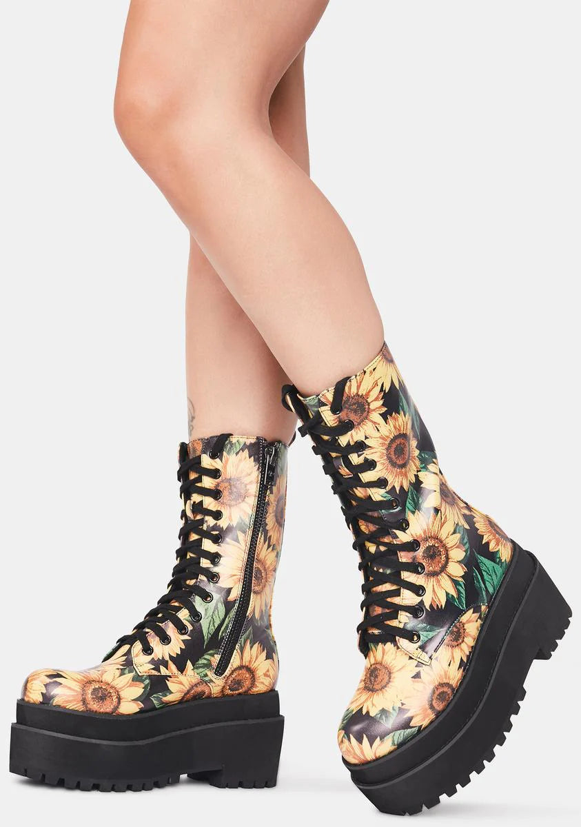 Petal To The Metal Combat Boots