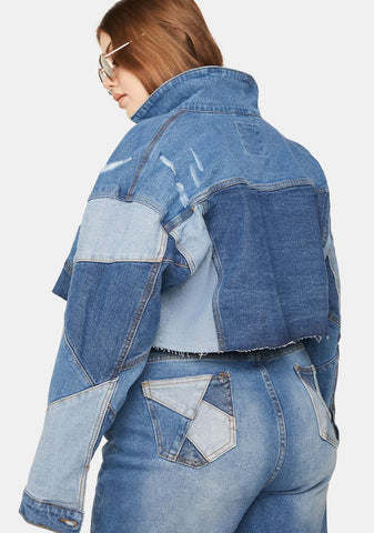 Plus Always Wonder Patchwork Denim Cropped Jacket