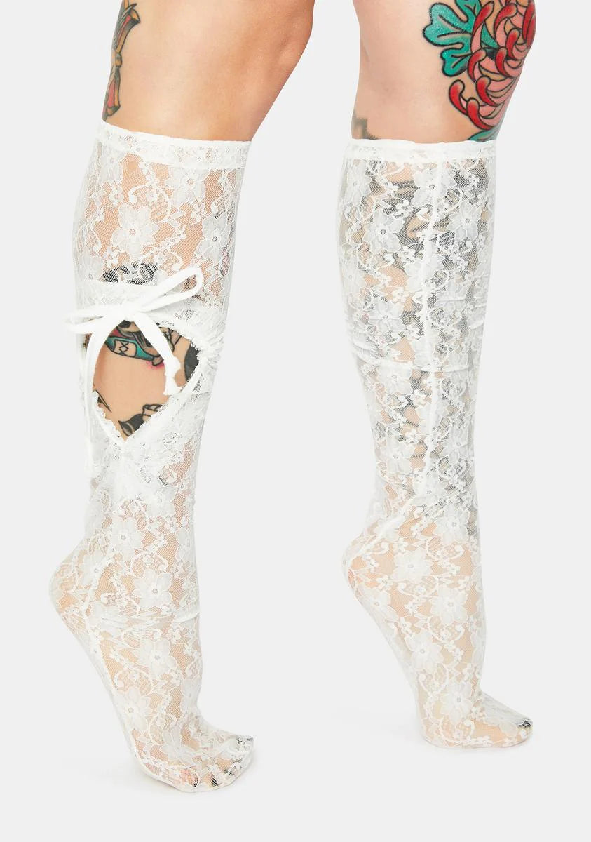 Love Lost Heart Cutout Lace Socks