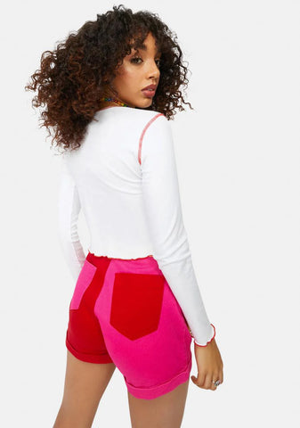 Take It 2 Heart Contrast Stitch Long Sleeve Top