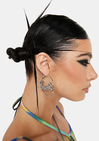 Right Hand Girl Cancer Hoop Earrings