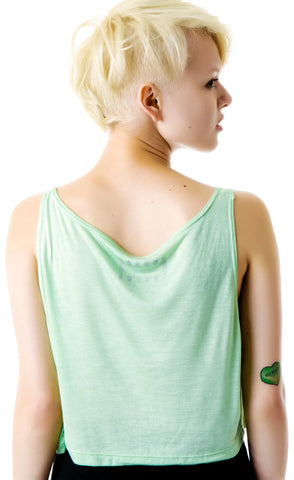 Trippy Cropped Tank Top - Light Blue