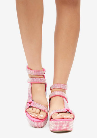 Blush On The Runway Strappy Platform Sandals