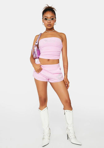 Violet Dusk Terry Logo Retro Shorts