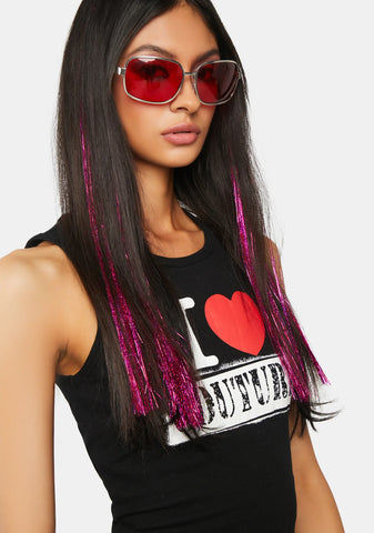 Hot Pink 20" Hair Tinsel Extension 3-Pack