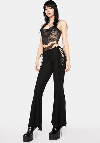 Lace Detail Flared Pants