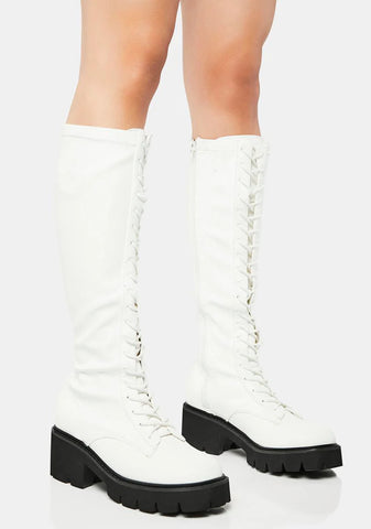White Bobbi Knee-High Boots