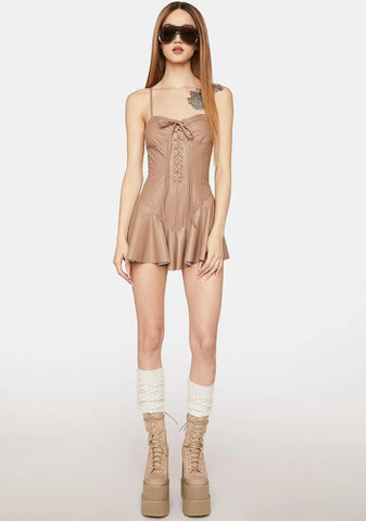 Taupe Maximized Pleasure Mini Dress