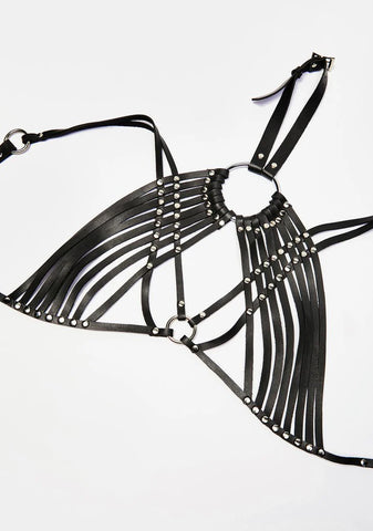 Black O-Ring Bra Harness