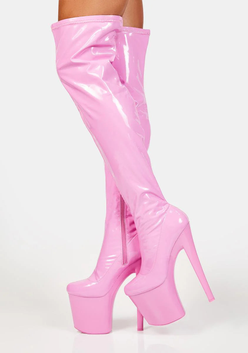 Pink Patent Twerk Platform Boots