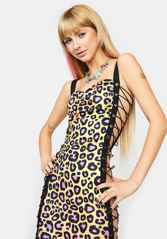 Wild For You Lace-Up Bodycon Dress