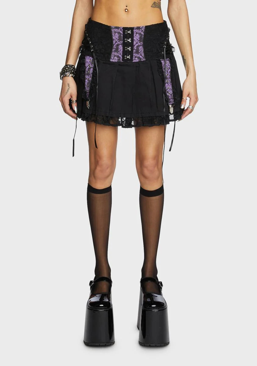 Purple Enchanted Pleated Mini Skirt
