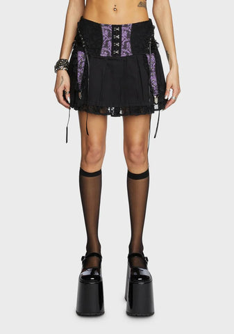 Purple Enchanted Pleated Mini Skirt