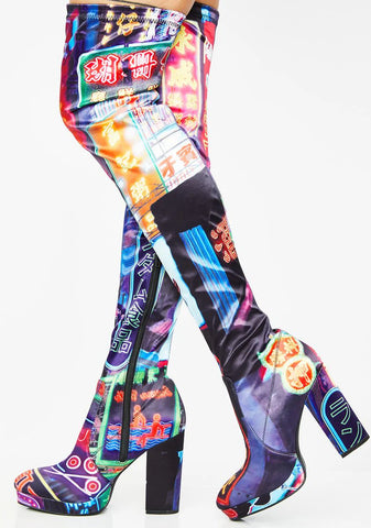 Midnight City Thigh High Boots