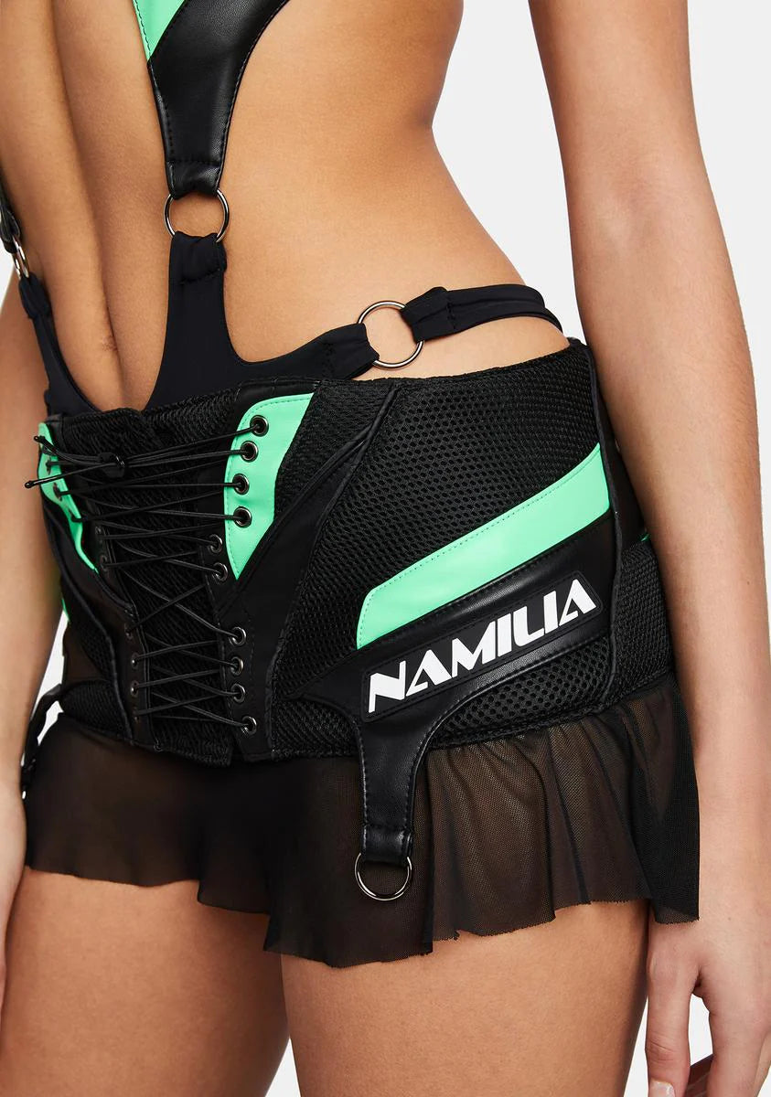 Green Moto Mini Skirt