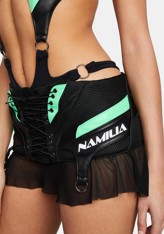 Green Moto Mini Skirt