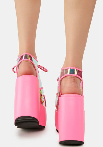 Pink Saphira Platform Wedges