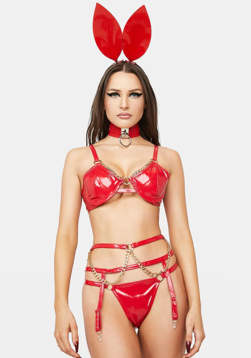Red Let’s Link Lingerie Set