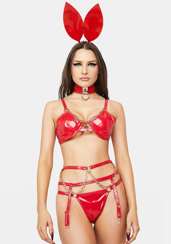 Red Let’s Link Lingerie Set