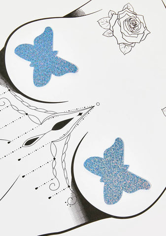 Baby Blue Glitter Butterfly Pasties