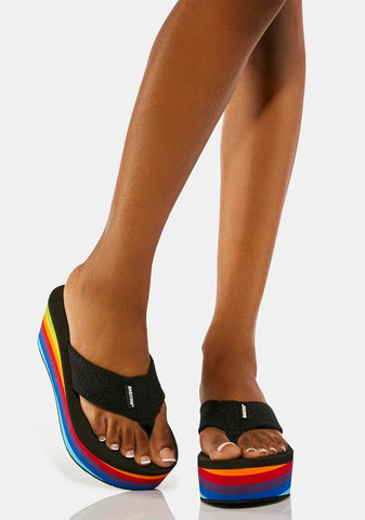 Crush Rainbow Platform Flip Flops