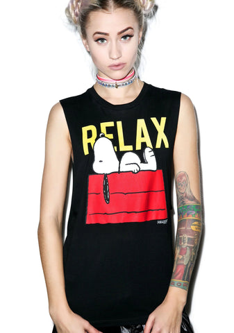 Snoopy Relax Muscle Tee - Black