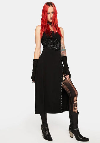 Dark Long Slip Dress