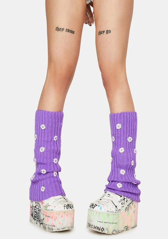 Daisy Parade Knit Leg Warmers