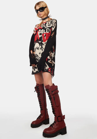 Oxblood Obsidian Pocket Combat Boots