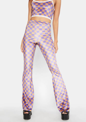 Checkerboard Fit And Flare Pants