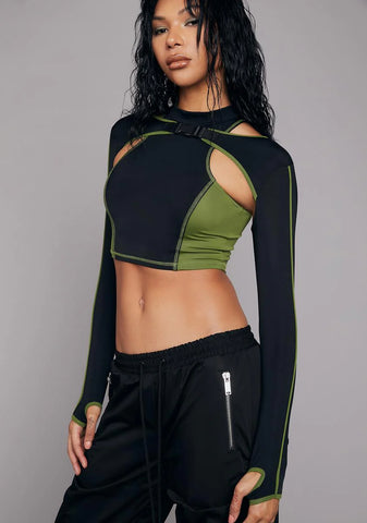Kush Nightly Duty Shrug Crop Top Set