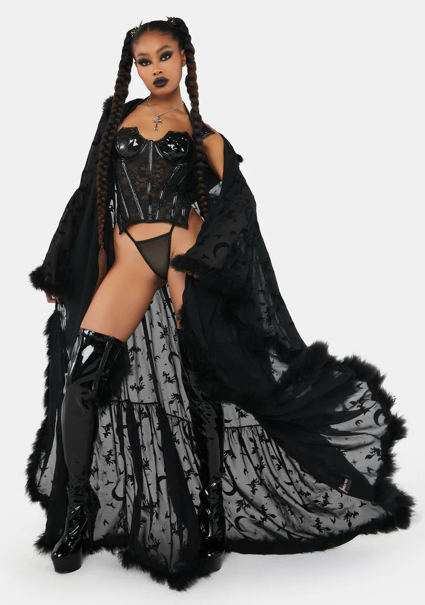 Witch You Were Here Marabou Robe