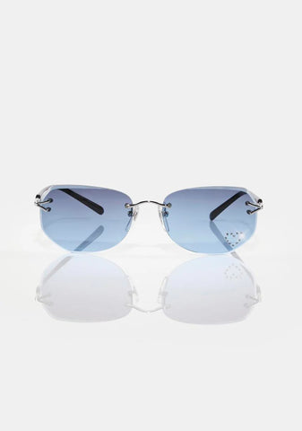 Cool Blue Beveled Heart Sunglasses