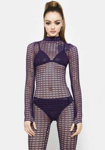 Violet Outta Your Mind Sheer Jumpsuit