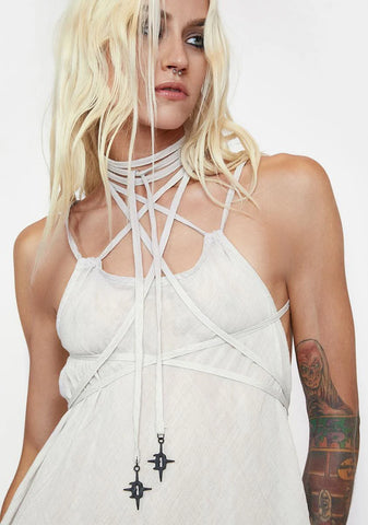 Filter Strappy Wrap Gauze Tunic Dress