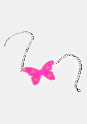 Neon Butterfly Necklace
