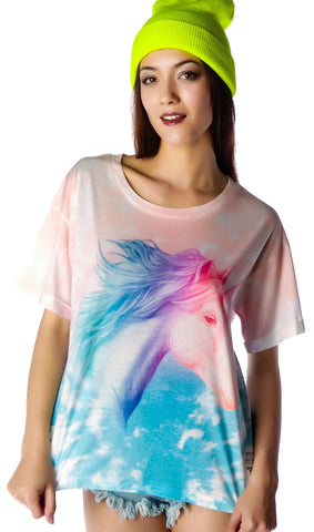 Wish Upon A Rainbow Unicorn Tee - Pink