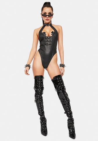 No Love Leather Bodysuit