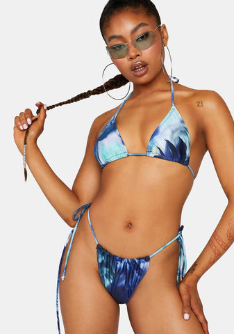 Abstract Floral Blue Leyna Bikini Bottoms