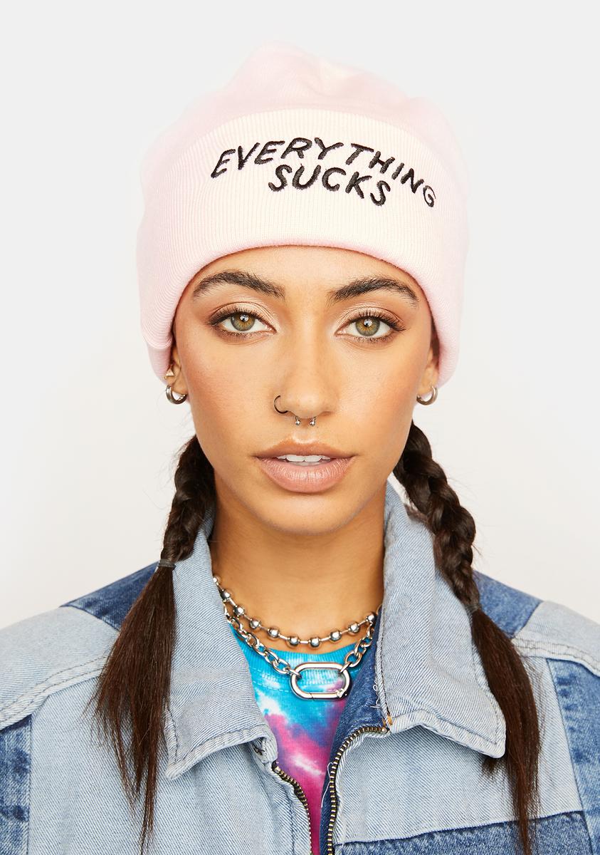 Pink Everything Sucks Beanie