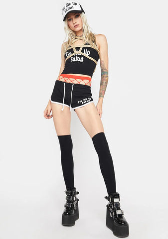 Tie Me Up Satan Dolphin Booty Shorts
