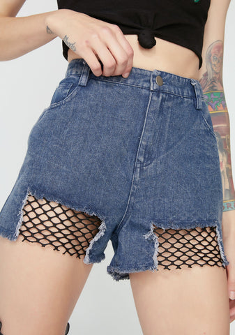 Indigo Line Of Attack Denim Shorts